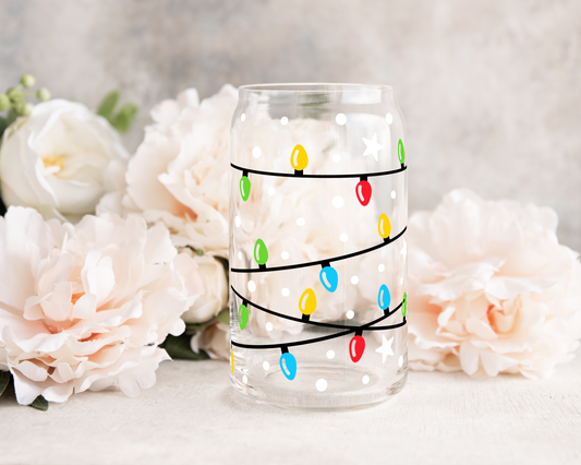 Hanging Christmas Lights - UV DTF 16 oz Libbey Cup Wrap (Ready to Ship)