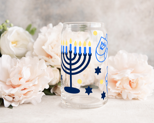 Hanukkah - UV DTF 16 oz Libbey Cup Wrap (Ready to Ship)