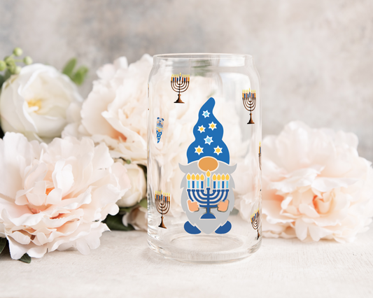 Happy Hanukkah - UV DTF 16 oz Libbey Cup Wrap (Ready to Ship)