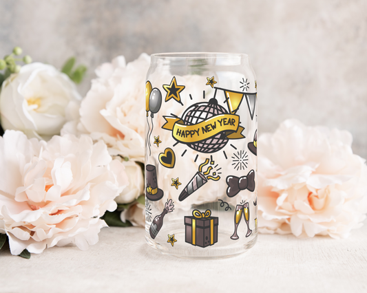 Happy New Year - UV DTF 16 oz Libbey Cup Wrap (Ready to Ship)