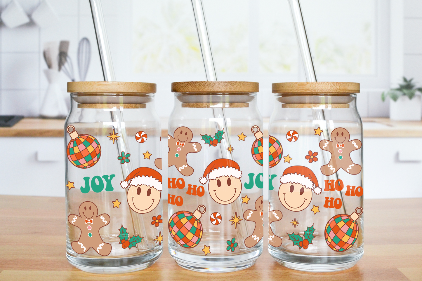 Ho Ho Ho Disco - UV DTF 16 oz Libbey Cup Wrap (Ready to Ship)