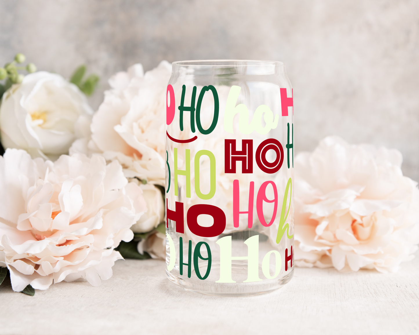 Ho Ho Ho Pattern - UV DTF 16 oz Libbey Cup Wrap (Ready to Ship)