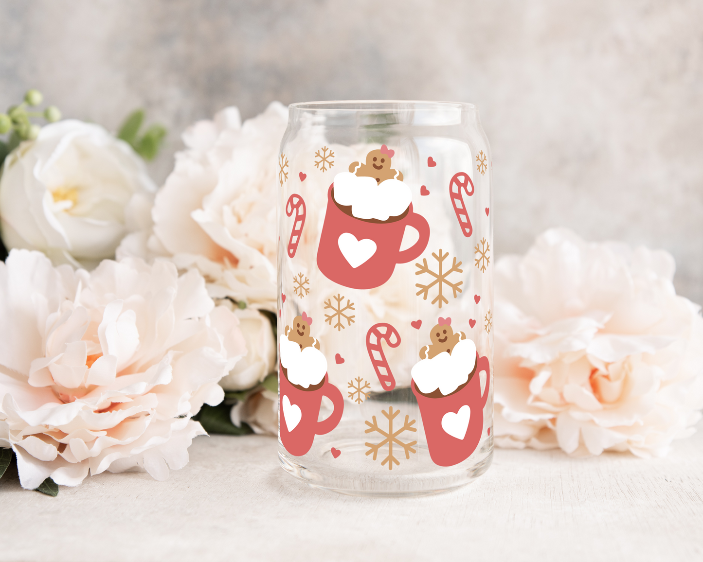 Hot Cocoa Ginger Bath - UV DTF 16 oz Libbey Cup Wrap (Ready to Ship)