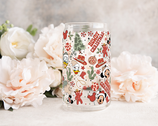 Howdy Christmas Magical Mouse and Friends - UV DTF 16 oz Libbey Cup Wrap (Ready to Ship)