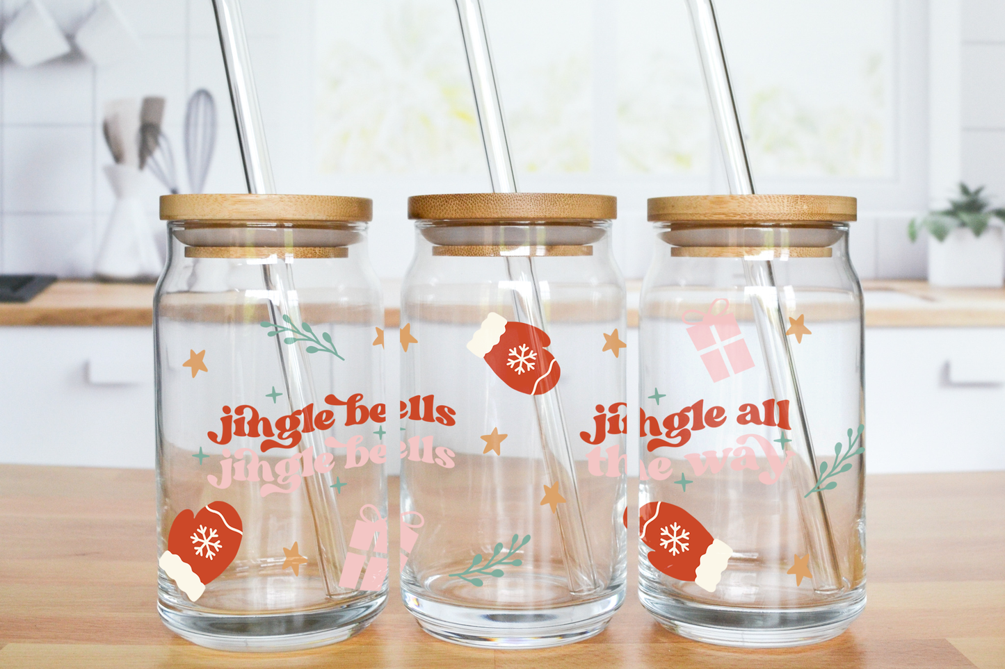 Jingle Bells - UV DTF 16 oz Libbey Cup Wrap (Ready to Ship)
