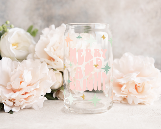Merry And Bright - UV DTF 16 oz Libbey Cup Wrap (Ready to Ship)