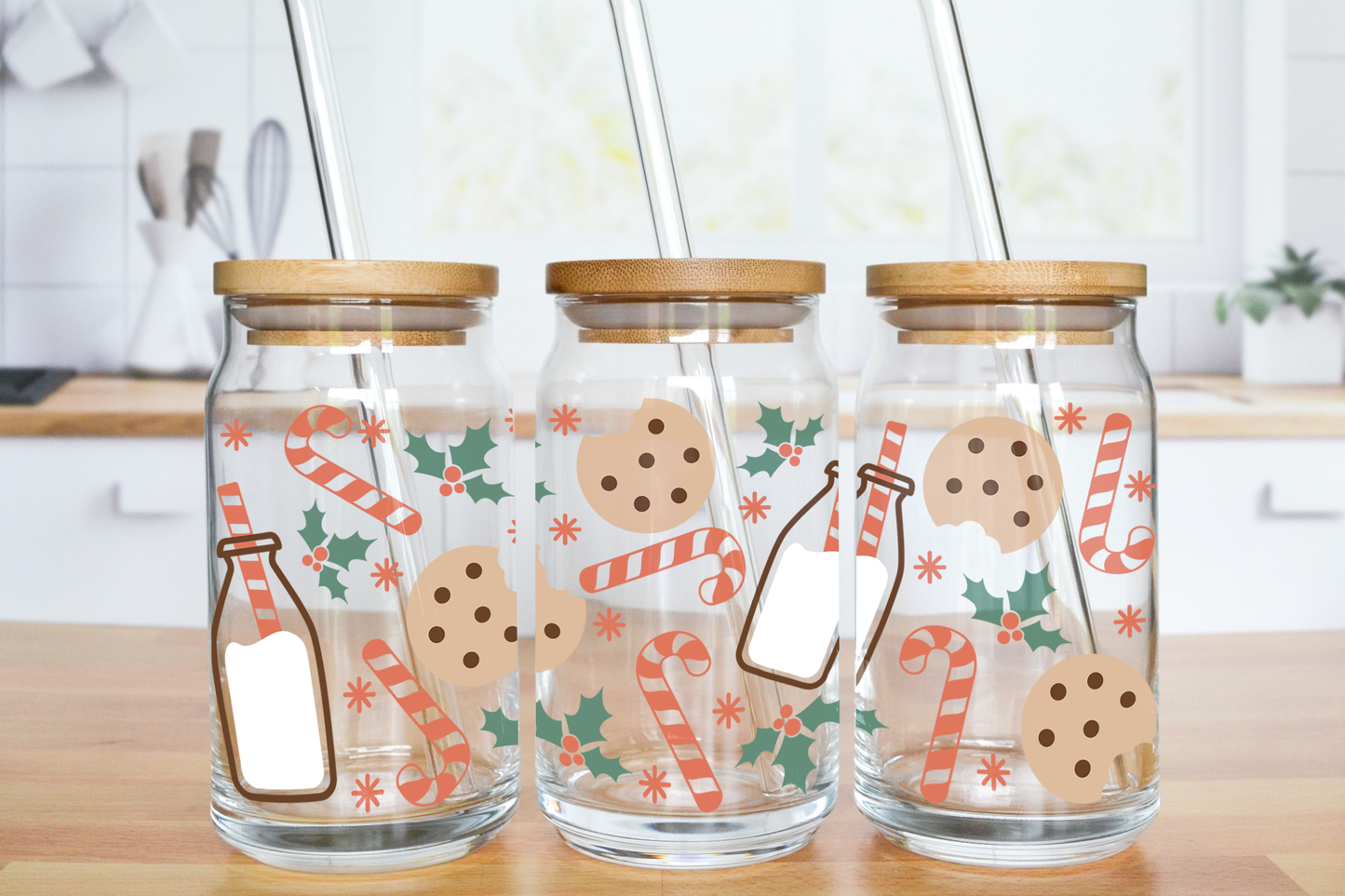 Milk And Cookies Theme - UV DTF 16 oz Libbey Cup Wrap (Ready to Ship)