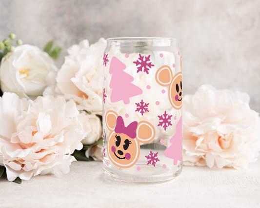 Mouse Cookie Pink - UV DTF 16 oz Libbey Cup Wrap (Ready to Ship)