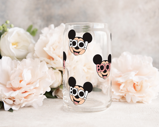 Mouse with Boo Glasses - UV DTF 16 oz Libbey Cup Wrap (Ready to Ship)