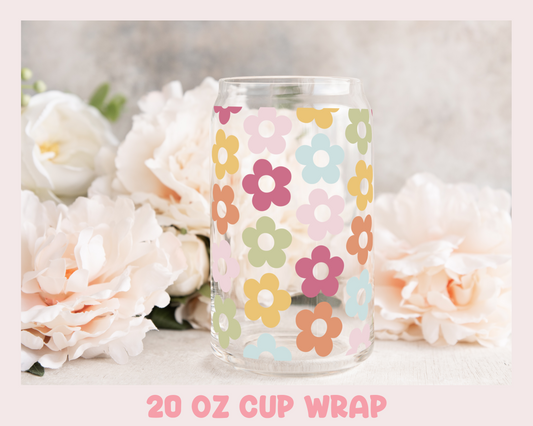 Floral Gnome UV DTF Wrap | Cup Wrap | 16oz Libbey Glass Can | Uv Dtf Wrap |  Coffee Cup Wrap | Gnome UV dtf wrap | Ready to Ship
