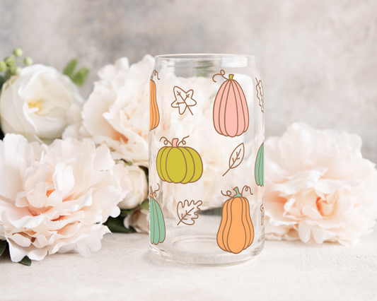Multicolor Pumpkins - UV DTF 16 oz Libbey Cup Wrap (Ready to Ship)