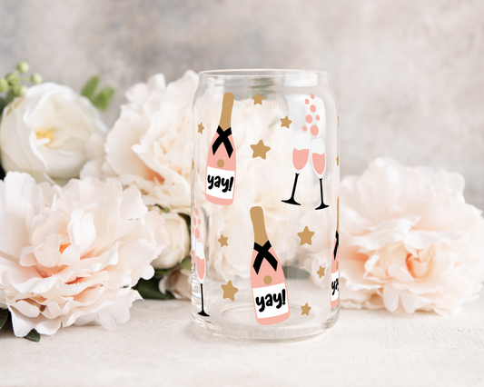 New Year's Champagne - UV DTF 16 oz Libbey Cup Wrap (Ready to Ship)