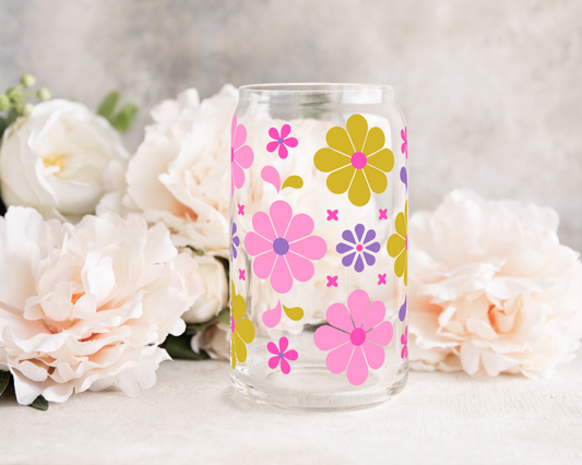 Oops More Flowers - UV DTF 16 oz Libbey Cup Wrap (Ready to Ship)