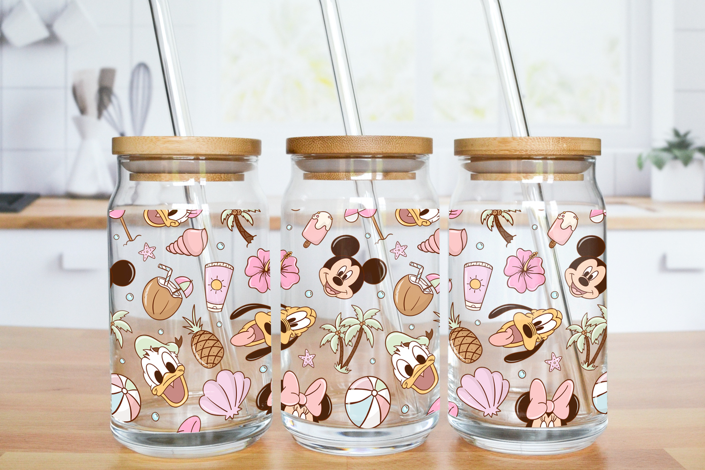 Pastel Summer Friends - UV DTF 16 oz Libbey Cup Wrap (Ready to Ship)