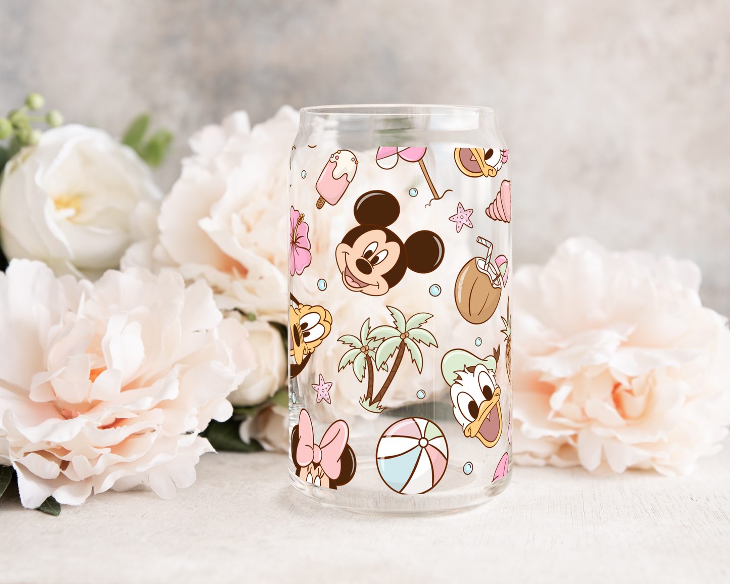 Pastel Summer Friends - UV DTF 16 oz Libbey Cup Wrap (Ready to Ship)