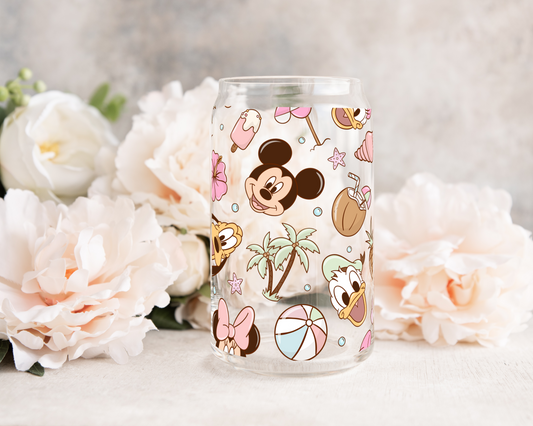 Pastel Summer Friends - UV DTF 16 oz Libbey Cup Wrap (Ready to Ship)