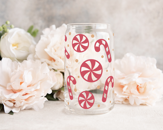 Peppermint Candy - UV DTF 16 oz Libbey Cup Wrap (Ready to Ship)