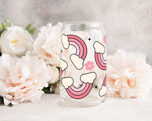 Pink Rainbow - UV DTF 16 oz Libbey Cup Wrap (Ready to Ship)
