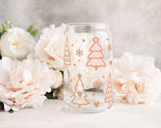 Pink and Gold All Kind Trees - UV DTF 16 oz Libbey Cup Wrap (Ready to Ship)
