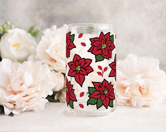 Poinsettias - UV DTF 16 oz Libbey Cup Wrap (Ready to Ship)