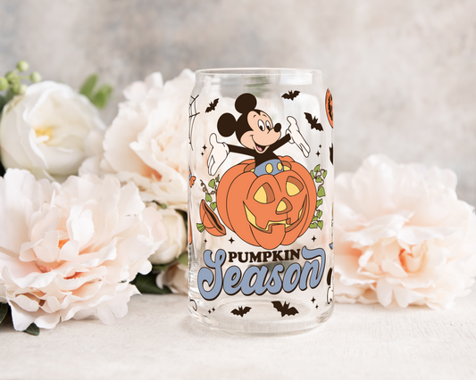 Pumpkin Season Boy - UV DTF 16 oz Libbey Cup Wrap (Ready to Ship)