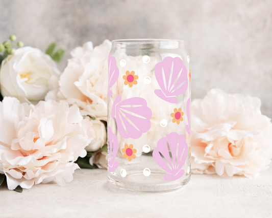 Purple Sea Shells - UV DTF 16 oz Libbey Cup Wrap (Ready to Ship)
