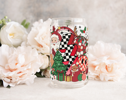 Retro Christmas - UV DTF 16 oz Libbey Cup Wrap (Ready to Ship)