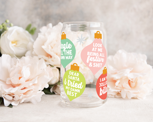 Sassy Phrases Ornaments - UV DTF 16 oz Libbey Cup Wrap (Ready to Ship)