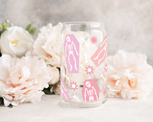 Silly Skellies - UV DTF 16 oz Libbey Cup Wrap (Ready to Ship)