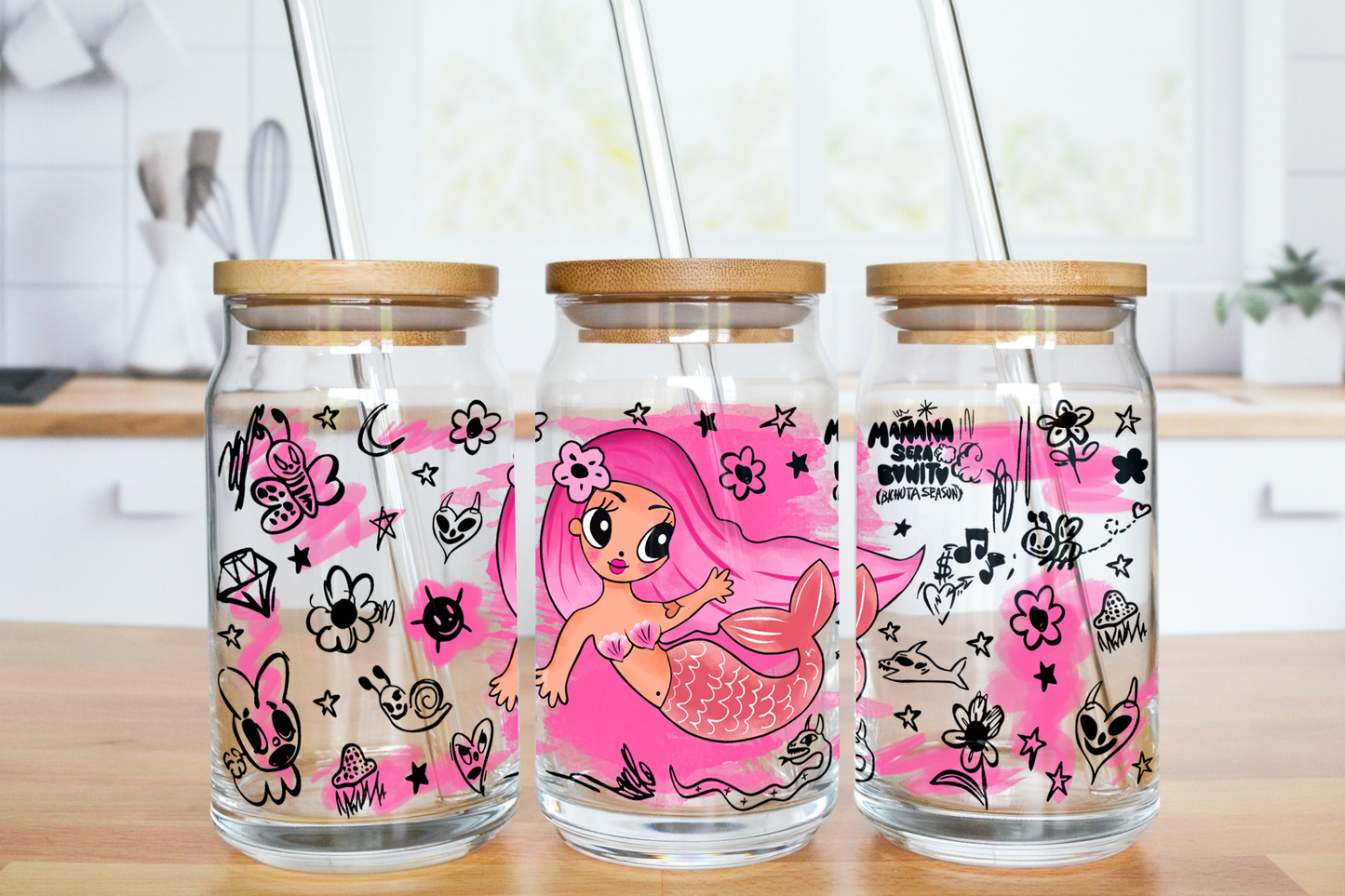 Siren Bichota Version - UV DTF 16 oz Libbey Cup Wrap (Ready to Ship)