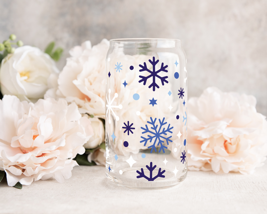 Snowflakes Dream - UV DTF 16 oz Libbey Cup Wrap (Ready to Ship)