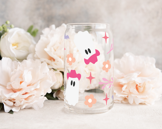 Sparkling Ghost - UV DTF 16 oz Libbey Cup Wrap (Ready to Ship)