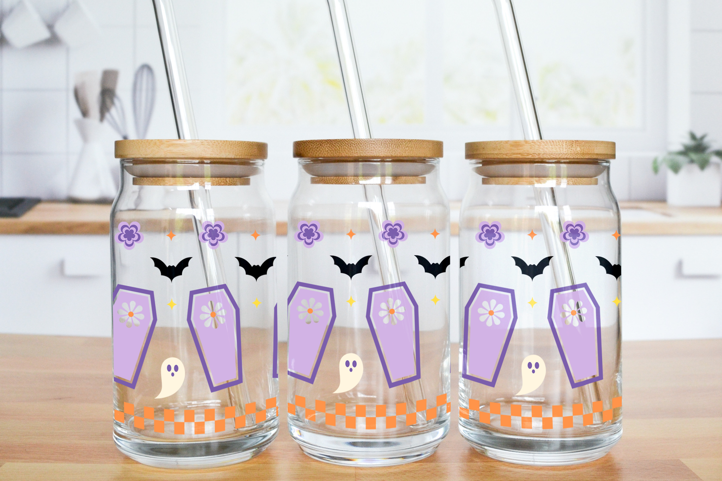 Spooky Boxes - UV DTF 16 oz Libbey Cup Wrap (Ready to Ship)