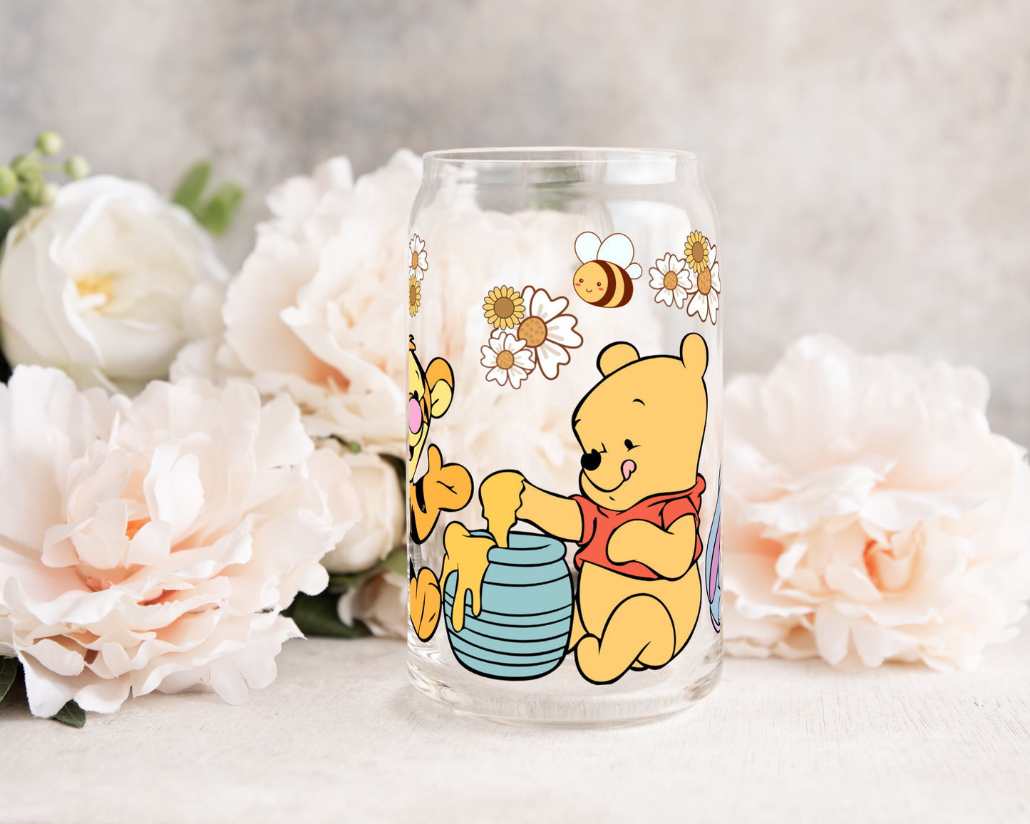Spring Bear with Friends - UV DTF 16 oz Libbey Cup Wrap (Ready to Ship)