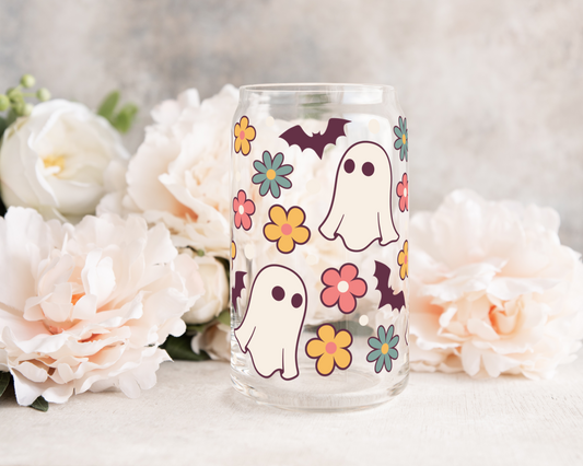 Spring Ghost - UV DTF 16 oz Libbey Cup Wrap (Ready to Ship)
