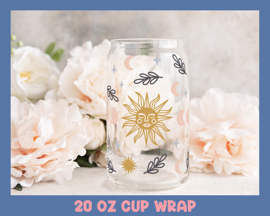 Sun Moons - UV DTF 20 oz Libbey Cup Wrap (Ready to Ship)