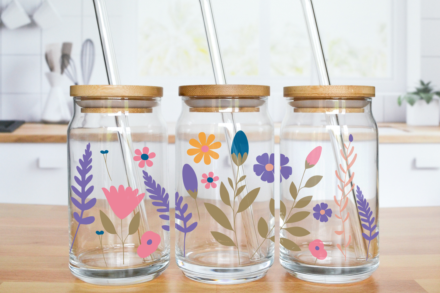 Tall Wildflowers - UV DTF 16 oz Libbey Cup Wrap (Ready to Ship)