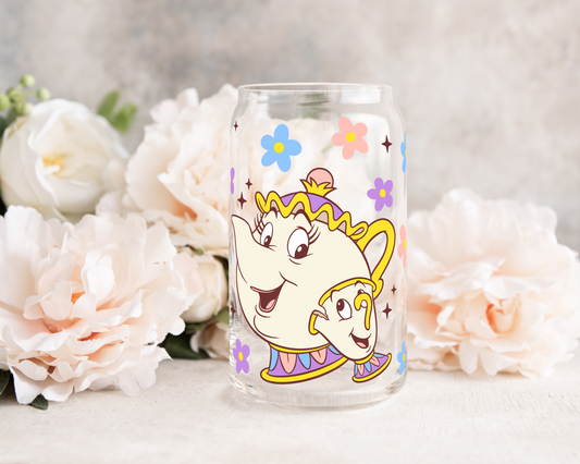 Tea Characters - UV DTF 16 oz Libbey Cup Wrap (Ready to Ship)