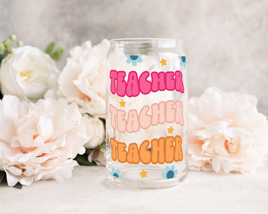 Teacher x3 - UV DTF 16 oz Libbey Cup Wrap (Ready to Ship)