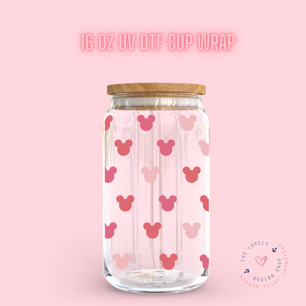 Tiny Cute Mouse Ears - UV DTF 16 oz Libbey Cup Wrap (Ready to Ship)