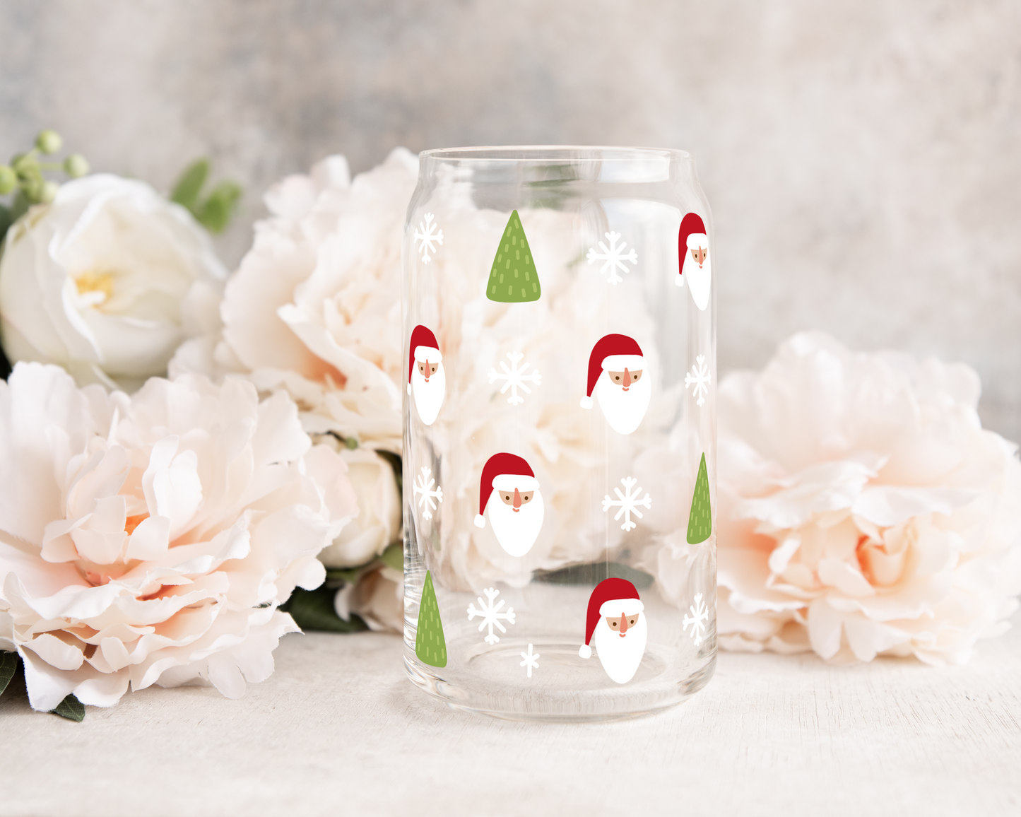 Tiny Santas - UV DTF 16 oz Libbey Cup Wrap (Ready to Ship)