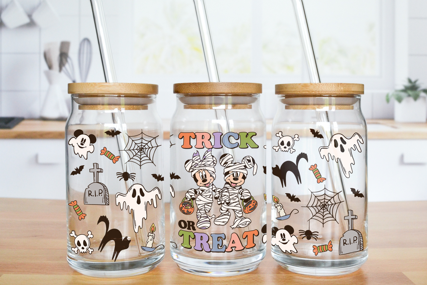 Trick or Treat Mouses - UV DTF 16 oz Libbey Cup Wrap (Ready to Ship)