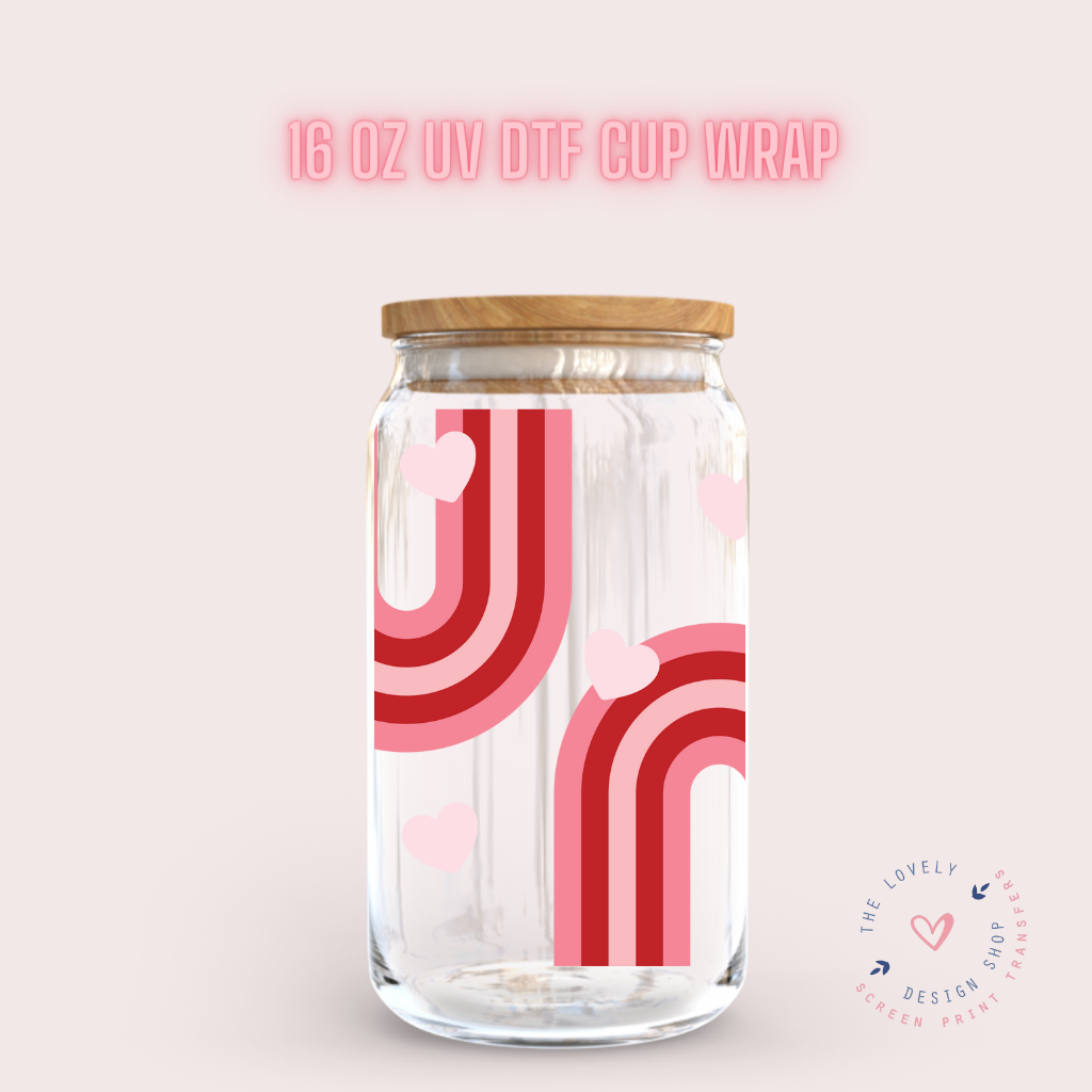 Valentine Rainbow - UV DTF 16 oz Libbey Cup Wrap (Ready to Ship)