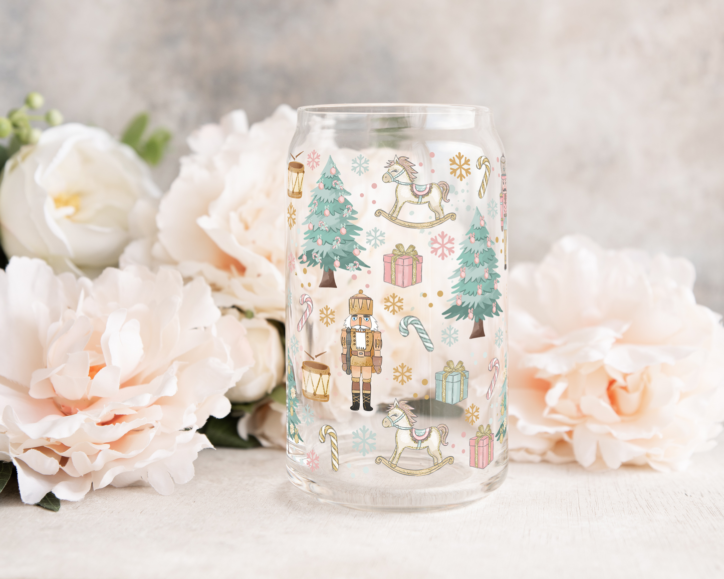 Vintage Christmas Nutcrackers - UV DTF 16 oz Libbey Cup Wrap (Ready to Ship)