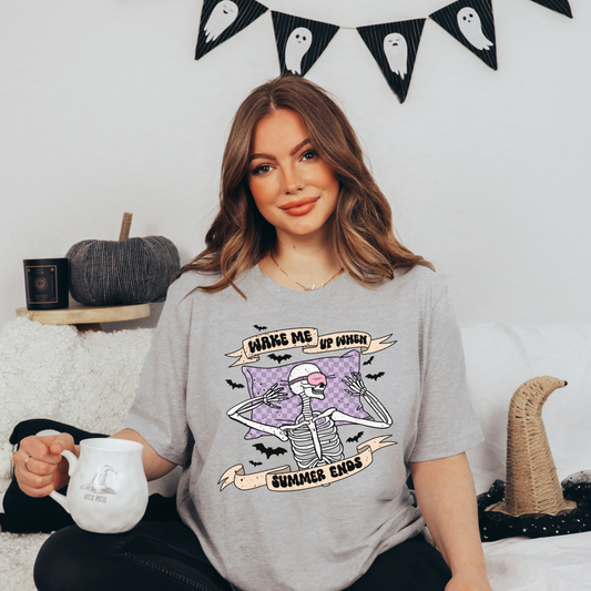 Wake Me Up When Summer Ends Skellie - FULL COLOR DTF TRANSFER (Ready to Ship)