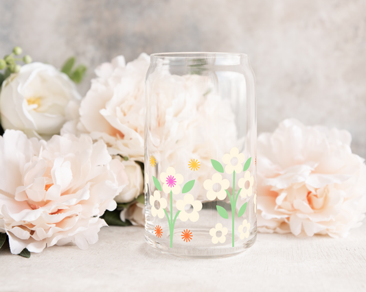White Flower Fields - UV DTF 16 oz Libbey Cup Wrap (Ready to Ship)