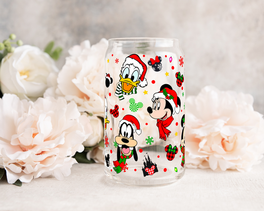 Winter Mouse and Friends - UV DTF 16 oz Libbey Cup Wrap (Ready to Ship)